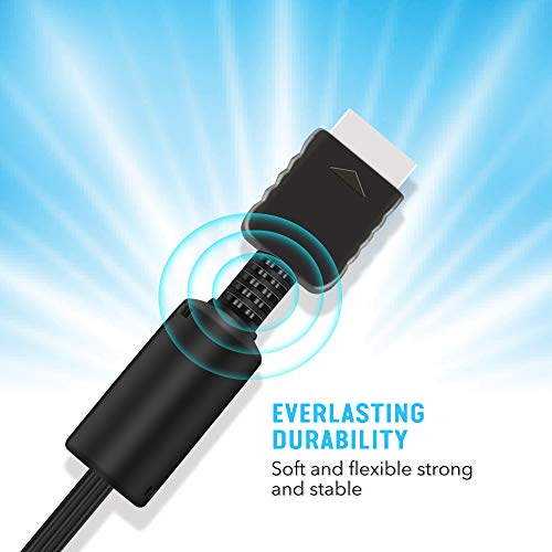 6Ft AV Cable for PS2 PS1 PS3, AV to RCA Composite Audio Video TV Cord Compatible with PlayStation 1 2 3