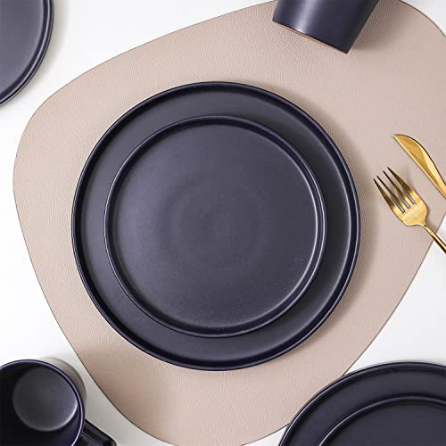 Stone Lain Cleo Modern Stoneware 16-Piece Dinnerware Set, Plates and Bowls Set, Dish Set Service For 4, Dark Blue - Thumbnail 5