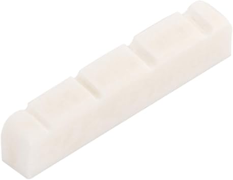 4 String Real Cattle Bone Bass Guitar Nut Pre-Slotted Top Nut Compatible with PB Bass Parts Replacement 43mm x 9mm x 6mm White.