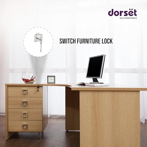 Image of Dorset Switch Wardrobe Furniture Lock | 6 Levers Universal Lock for Cabinet, Drawer and Cupboards | 2 Lever Keys, 25 mm, Nickel Finish | AL408NI