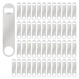 Yugada 50 Pack Flat Beer Bottle Opener 7 inch Stainless Steel Flat Bottle Opener Beer Bottle Openers for Bartender Kitchen Bar Restaurant (Silver)