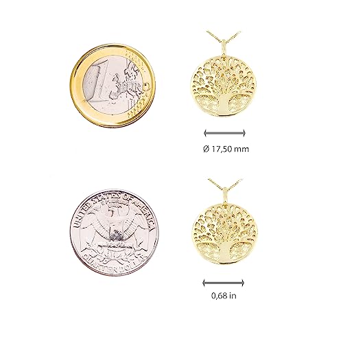 Lucchetta - 14 Karat Yellow Gold Tree Of Life Pendant Necklace, Delicate 16+2 Inch Chain, 14K Solid Gold Necklaces For Women Teen Girls, Italian Excellence Fine Jewelry, Xd8431-Ve45 #TOP3