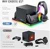 Base de Carga con Soporte y Ventilador de Enfriamiento para Steam Machine/Steam Controller 2026 Soporte de Almacenamiento para Controles Steam Puck y Audífonos con Luz RGB 6