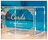 Mwater Wedding Card Box with Lock（Acrylic 11×8×8 in），Foldable，Gold Pattern
