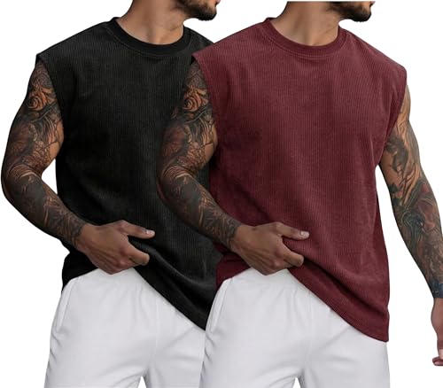 Image of RodZen Mens Polyester Tank Tops Sleeveless Round Neck T-Shirt for Gym, Running and Outdoor