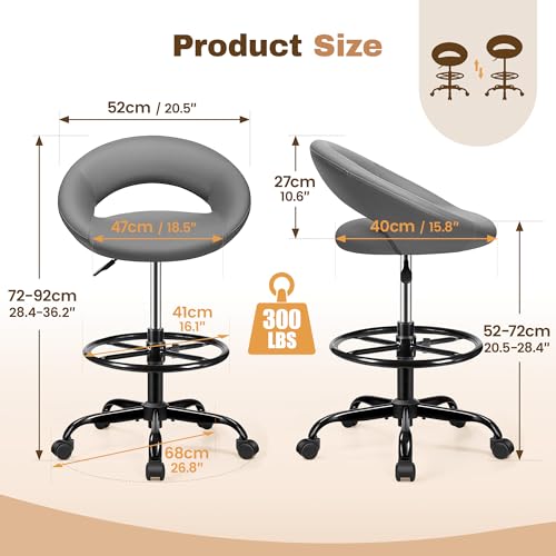 image for BESTFAIR Drafting Chair for Standing Desk, Height Adjustable Rolling S