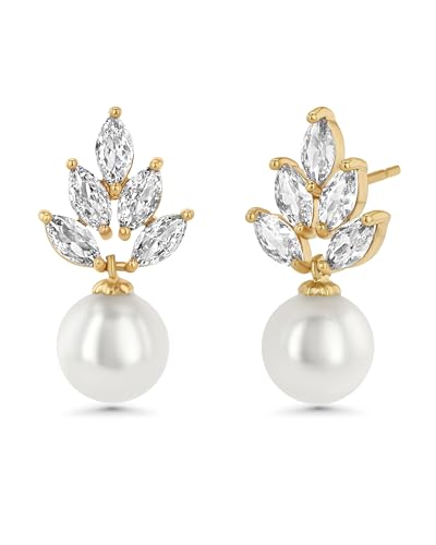 Earrings for Women by SNGIA, Gold Pearl Earrings, Small Gold Earrings, Dainty Gold Earrings, Gold Stud Earrings for Women, Statement Earrings, Pearl Dangle Earrings, Pearl Drop Earrings, Pearl Earrings Studs, Pearl Drop Earring with Cubic Zirconia by SNGIA, Small Earrings, Gold Studs Earrings for Women, Small Stud Earrings, Dainty Earrings, Gold Drop Earrings, Cubic Zirconia Earrings, CZ Earrings