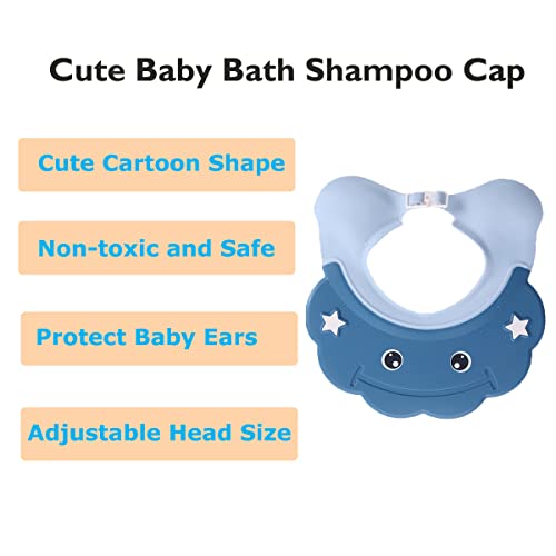 Image of 2 Pieces Baby Shower Cap Shield Toddler Bathing Hat Adjustable Shower Visor Cap Infants Bath Ears Head Protection Safe Shampoo Shower Cap Guard Soft Washing Hair Shield Hat for Kids Boys Girls 6M-6Y