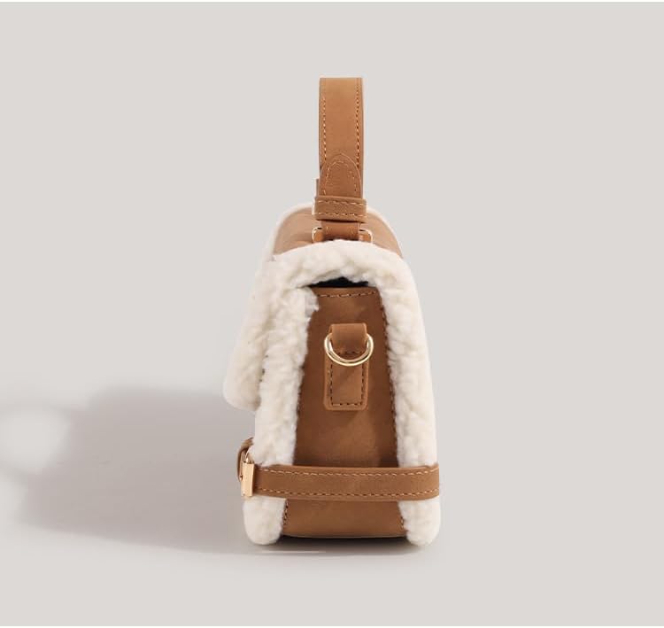 Autumn-Winter Lamb Wool Handbag for Women Soft Plush Shoulder Bag Fluffy Tote Bag Women's Crossbody Bag Trendy Small Bag