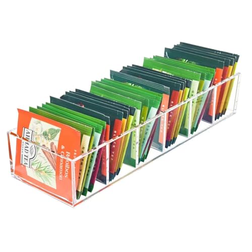 Goindy Tea Bag Organizer, Clear Tea Bag Holder with 6 Slot, Tea Packet Storage for Countertop...