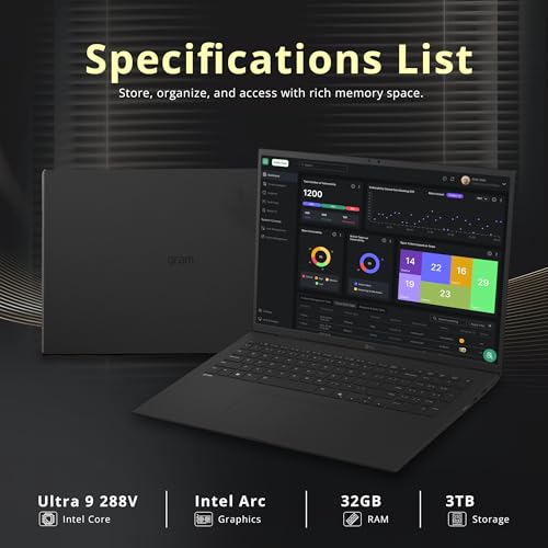 Image of LG Gram 17 inch WQXGA Touchscreen Copilot+ PC Laptop, Intel Ultra 9 288V, 32GB LPDDR5X, 3TB Storage (2TB SSD+1TB Docking Station), Intel Arc Graphics, Backlit Keyboard, Win11 Pro, Black