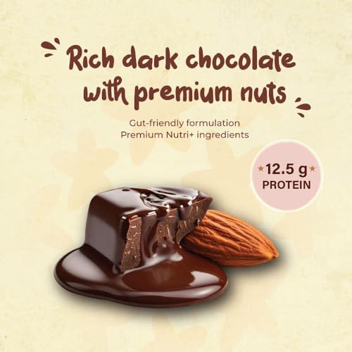 Image of Acme Poshan High Protein Bar, Dark Chocolate & Dry Fruits (50g, Pack of 6) | 12.5g Protein | High Fiber | No Artificial Colors | Healthy Snack