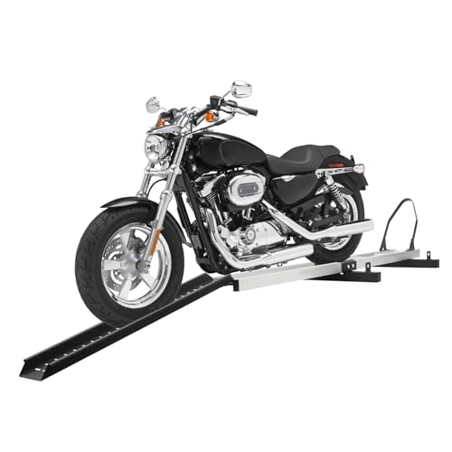HZOPUTLH Motorcycle Carrier, 400Lbs Dirt Bikes Hitch Carrier with Loading Ramp Tire Limiter, Tire Width of 4in Aluminum Motorcycle Double Support Bracket for Pickup Trucks