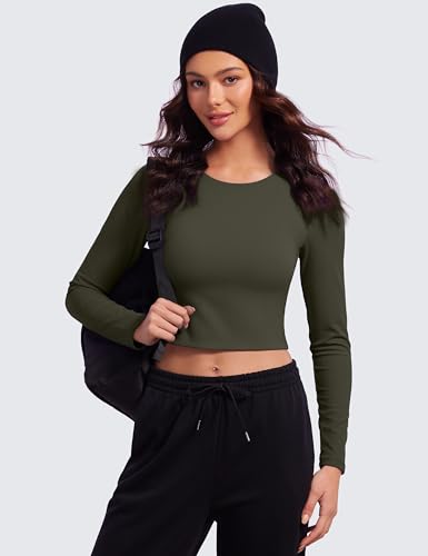 CRZ YOGA Butterluxe Double Lined Long Sleeve Workout Tops for Women Crew Neck Fitted Crop Tshirts Casual Tight Basic Shirts4