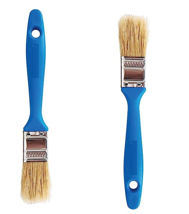 Juego de 2 brochas desechables para pintar con mango de polímero de cerdas puras, 12 mm