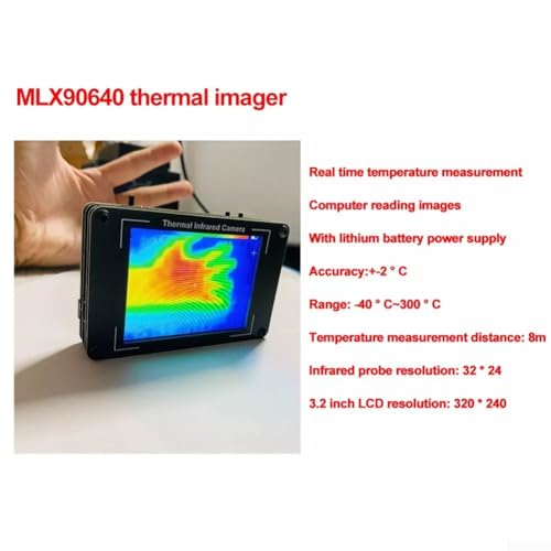 Thermal Imaging Camera, cámara térmica infrarroja con pantalla LCD de 3.2 pulgadas y sensor MLX90640, rango de 40°C a 300°C, medición de temperatura sin contacto, tasa de refresco de 8Hz miniatura 6
