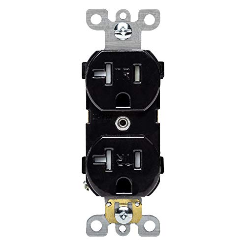 SURGERITE [1 Pack] Black, 20A Duplex Receptacle Outlet, Tamper-Resistant, Residential Grade, 3-Wire, Self-Grounding, 2-Pole, 125V, UL Listed