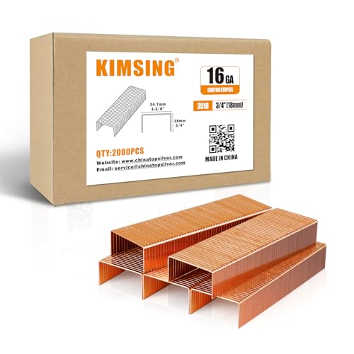 KIMSING 16 Gauge 18 mm Longueur Carton Closing Staples, 2000 PCS/BOX, 34,7 mm Crown, for Cardboard Box Closing Staples)