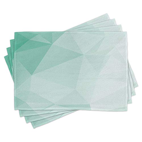 Lunarable Mint Place Mats Set Of 4, Polygonal Geometric Style Psychedelic Abstract Shady Digital Graphic Design, Washable Fabric Placemats For Dining Table, Standard Size, Turquoise Seafoam #TOP23