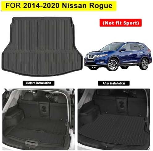 AltraVos Floor Mats for 2014-2019 2020 Nissan Rogue (Not Fit Sport) TPE All Weather Protection Floor Liner Cargo Liner Full Car Mats for Rogue Accessories - 1