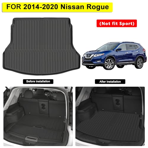 AltraVos Floor Mats for 2014-2019 2020 Nissan Rogue (Not Fit Sport) TPE All Weather Protection Floor Liner Cargo Liner Full Car Mats for Rogue Accessories