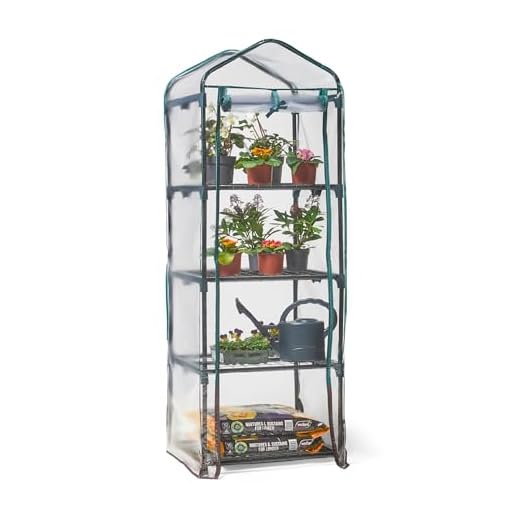 VonHaus Mini Greenhouse – 4 Tier Small Greenhouse with Reinforced Weatherproof Plastic PVC Cover – 158cm Tall Green House for Garden, Outdoor & Indoor, Roll Up Zip Panel Door & Easy No Tool Assembly