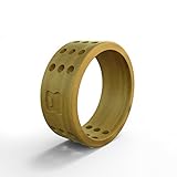 QALO Men's Gold Perforated Silicone Ring, Size 11