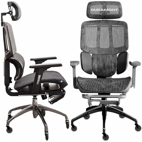 Image of Duramont Ergonomic Office Chair with Footrest - High Back Adjustable 3D Armrests Headrest Breathable Mesh Desk Chair with Lumbar Support Executive Comfortable Long Hours Work Study Chair