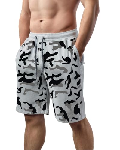 Image of hotfits Men's Cotton Regular Shorts - Workout, Gym, Running, Yoga and Sports Shorts - Camouflage Printed