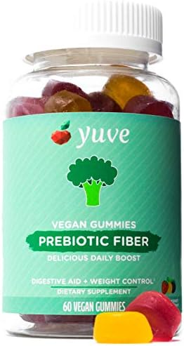 Yuve Vegan Prebiotic Gummies Supplement - 3g All Natural Fiber from Chicory Root & Inulin Chewables for Adults & Kids - Helps with Digestive Health & Constipation - Non-GMO, Gelatin & Gluten Free 60ct