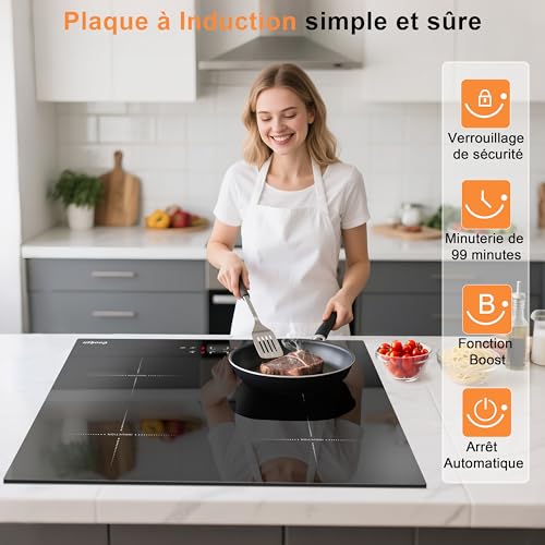 Four Encastrable 60CM et Plaque Induction 4 Feux Cooksir Ensemble Cuisson 65L