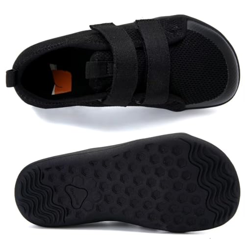 WateLves Toddler Little Kid Wide Barefoot The First Walking Shoes Girls Boys Breathable Lightweight Splay Naturally Minimalist Sneakers(Black,22)3