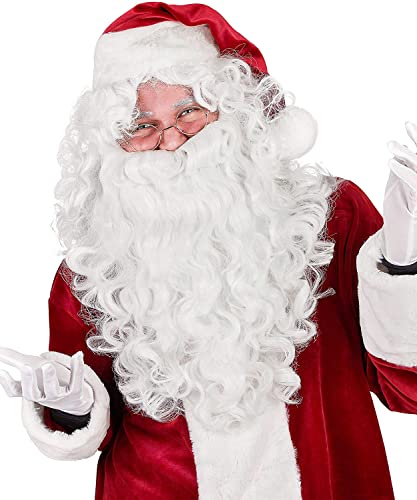 Santa Beard and Wig Set - Santa Claus Wig, 23'' Long White S