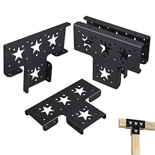 Chooglkj 4Pcs Heavy Duty Pergola Corner Brackets Extension 3-Way T Brackets For 6X6 (Actual:5.5X5.5 Inch) Post Bracket Pergola Gazebo Kit #TOP6