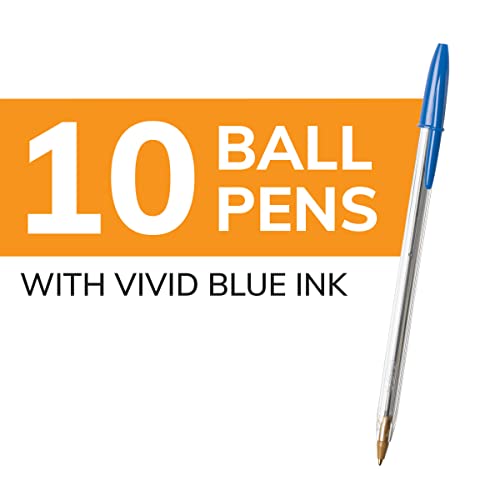 Bic Cristal Xtra Smooth Ballpoint Pen, Medium Point (1.0Mm), Blue, 10-Count #TOP1
