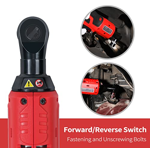 Manusage 3/8" 20V Cordless Electric Ratchet Wrench, 44.25 Ft-Lbs,380Rpm, With 2 X 2.0A Rechargeable Lithium Ion Batteries，Charger And 20V Lithium-Ion Led Work Light #TOP2