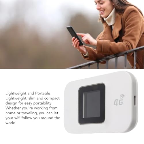 Image of Dpofirs 4G Portable WiFi Hotspot Router with 1.44in Color Screen, 3650mAh Battery, Micro SIM Card Slot for Travel, Laptop, & Mobile Device Internet (White)