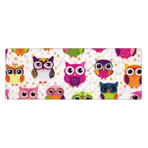 Tapis de souris grand format chouette avec base caoutchouc antidérapant