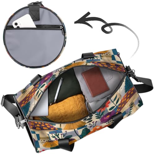 Mushroom Flower Round Barrel Sports Fitness Bag, Travel Luggage Bag, Reusable Handbag, Suitable For Men and Women4