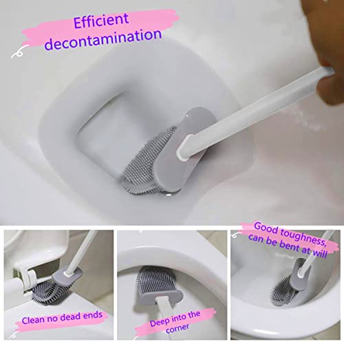 Toilet Brush With Holder Silicone Toilet Brush And Cleaning Brush For Household Bathroom Toliet Brush Set (White,Gray) #TOP5