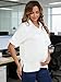MARI GABRIEL Womens Satin Maternity Shirts Work Business Short Sleeve Button Down Silk Loose Split Tops Pregnancy Blouses Medium White