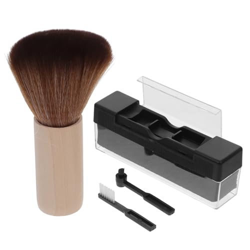 VILLCASE 1 Set Vinyl Record Care Kit Static Cleaning Brush Set with Elegant Wooden Handle for Turntable Maintenance Record Protection Gentle Bristles