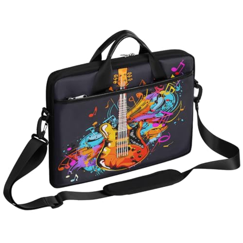 Sac à bandoulière pour ordinateur 15" au style Doodle Art guitare