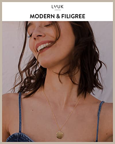 LUUK LIFESTYLE Stainless steel necklace with pendant and HAPPINESS card, 20” adjustable length, lucky charm, friendship chain, Valentine's Day gift, birthday, women's jewelry, silver, gold, rosegold2