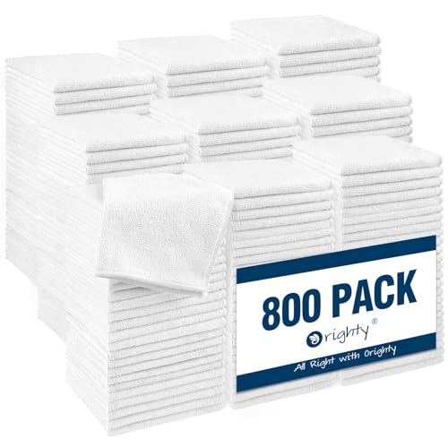 Image of Orighty Microfiber Washcloths 800 Pack, Highly Absorbent and Soft Feel Face Cloths, Multi-Purpose Wash Cloths & Hand Towels for Bathroom, Hotel, Spa, and Gym, 12x12 Inch, White