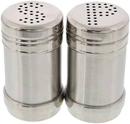 Salt and Pepper Shakers Set, Modern Stainless Steel, 2 Pieces, 60 ml