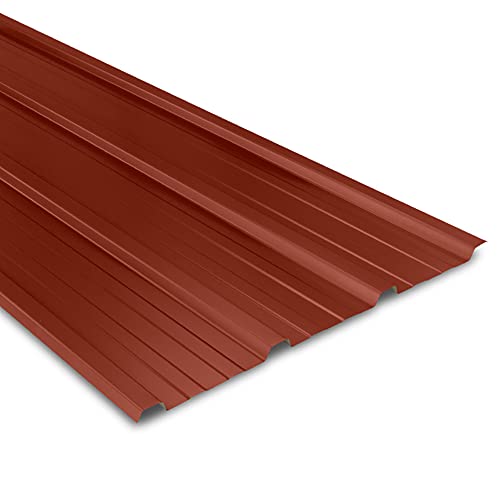 Tôle Bac Acier Prélaquée Multiusage - 2100 x 840 x 25 mm - Elda - Couvertures et Bardages - Revêtement Polyester 25 µm - Grande Résistance aux Intempéries - Rouge Tuile - | RAL 8012 - YOUSTEEL