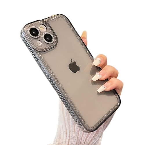 Coque iPhone 13 silicone transparent paillettes scintillantes gris