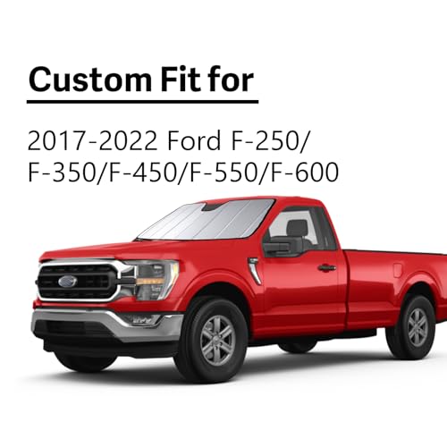 Automost 2017-2022 F250 F350 Windshield Sun Shade for Ford F-250 F-350 Super Duty 2017 2018 2019 2020 2021 2022 Automotive Car Front Window Sunscreen Sunshade — view 2