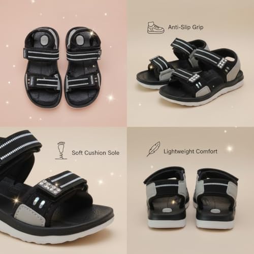 Image of Kids Open Toe Sports Sandals | Comfortable Lightweight Double Welcro Outdoor Athletic Sandals for Boys, Girls & Toddlers | Daily Play Shoe (1-10 Years)